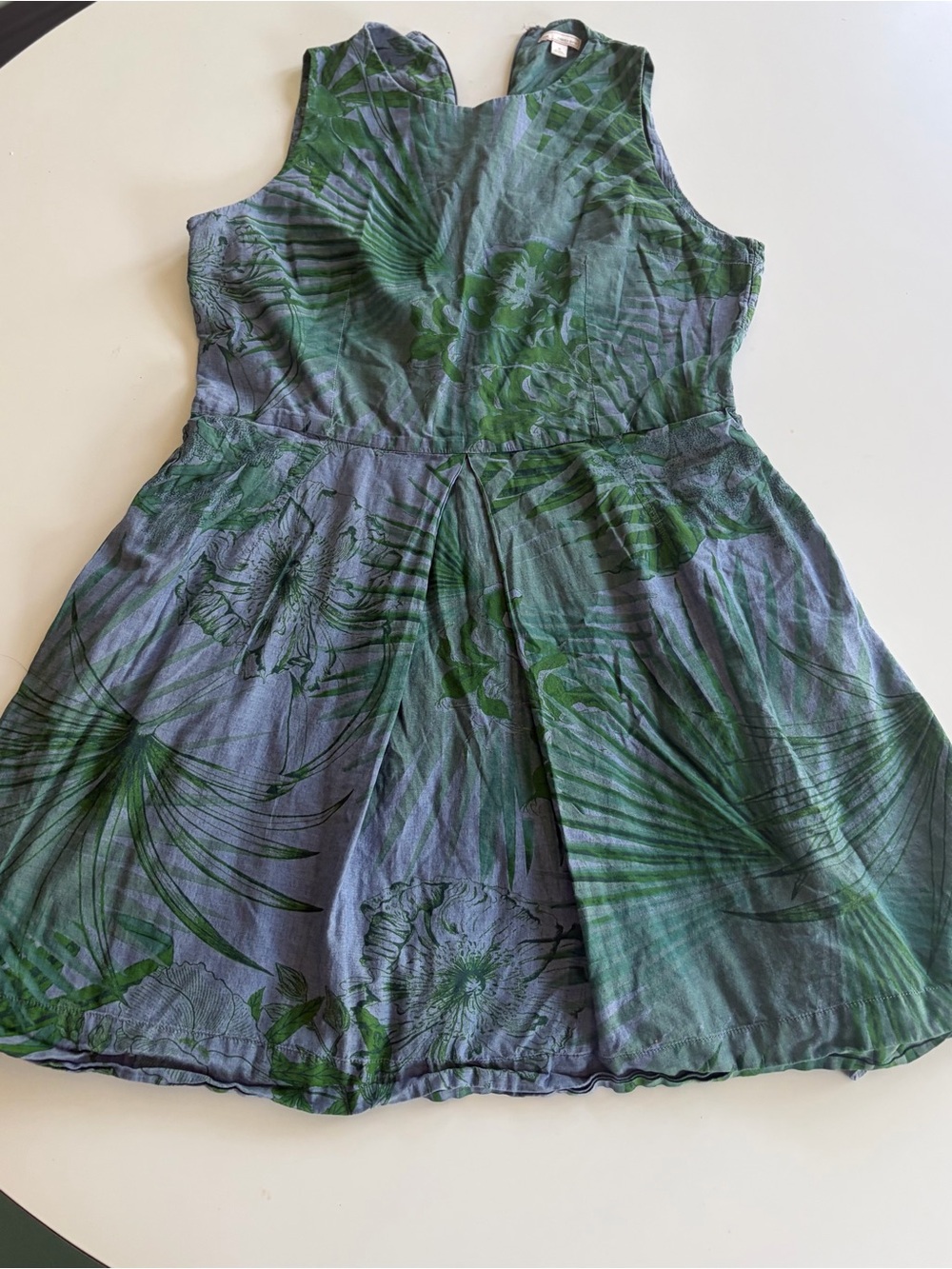 GAP Green and Gray Floral Fit-and-Flare Dress